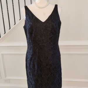 Marie StClair Classic Elegant Evening Dress Black Lace Sequin Sz-14